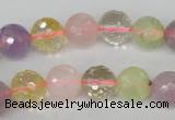 CMQ54 15.5 inches 12mm faceted round multicolor quartz beads