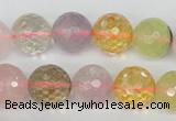 CMQ55 15.5 inches 14mm faceted round multicolor quartz beads