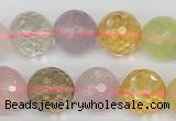 CMQ56 15.5 inches 16mm faceted round multicolor quartz beads