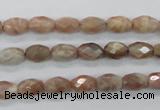 CMS100 15.5 inches 6*9mm faceted rice moonstone gemstone beads