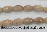 CMS101 15.5 inches 8*12mm faceted rice moonstone gemstone beads