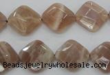 CMS106 15.5 inches 14*14mm faceted diamond moonstone gemstone beads