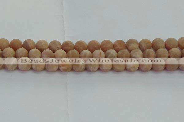 CMS1124 15.5 inches 12mm round matte moonstone gemstone beads