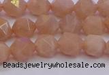 CMS1132 15.5 inches 8mm faceted nuggets peach moonstone beads