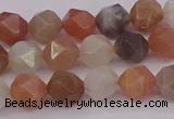 CMS1137 15.5 inches 8mm faceted nuggets rainbow moonstone beads