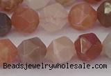 CMS1139 15.5 inches 12mm faceted nuggets rainbow moonstone beads