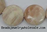 CMS116 15.5 inches 25mm faceted coin moonstone gemstone beads