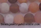 CMS1161 15.5 inches 8mm round matte rainbow moonstone beads