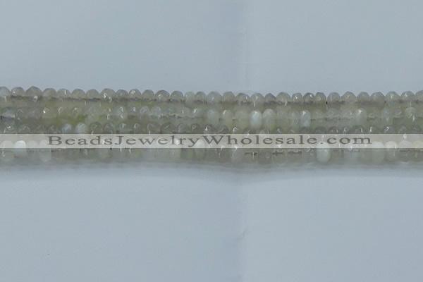 CMS1178 15.5 inches 4*6mm faceted rondelle grey moonstone beads