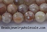 CMS1302 15.5 inches 8mm faceted round AB-color moonstone beads