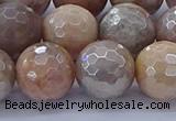 CMS1305 15.5 inches 14mm faceted round AB-color moonstone beads