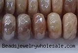 CMS1325 15.5 inches 7*14mm faceted rondelle AB-color moonstone beads