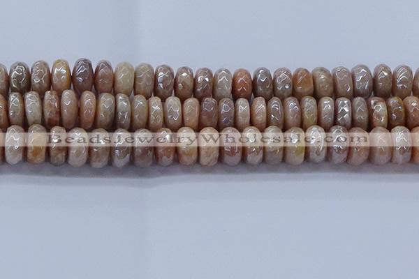 CMS1325 15.5 inches 7*14mm faceted rondelle AB-color moonstone beads