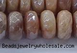 CMS1326 15.5 inches 8*16mm faceted rondelle AB-color moonstone beads