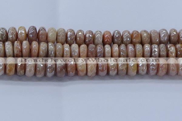 CMS1326 15.5 inches 8*16mm faceted rondelle AB-color moonstone beads