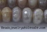 CMS1336 15.5 inches 8*16mm faceted rondelle AB-color grey moonstone beads