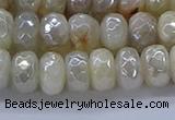 CMS1342 15.5 inches 5*8mm faceted rondelle AB-color white moonstone beads