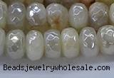 CMS1343 15.5 inches 6*10mm faceted rondelle AB-color white moonstone beads