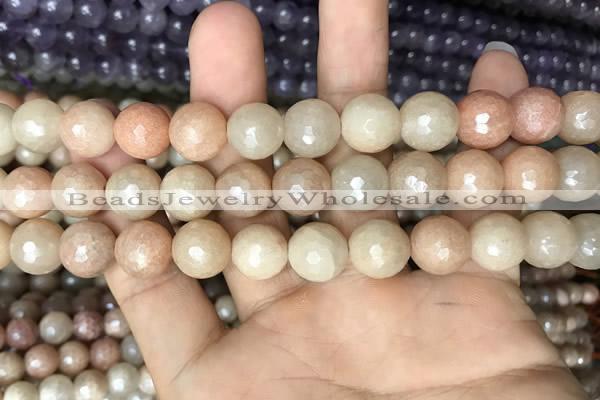 CMS1454 15.5 inches 12mm faceted round AB-color moonstone beads