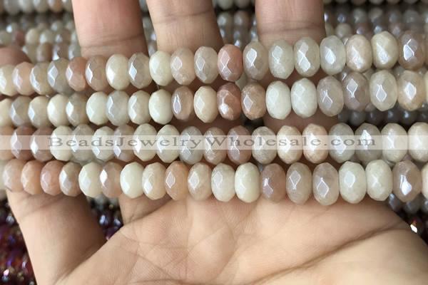 CMS1479 15.5 inches 5*8mm faceted rondelle AB-color moonstone beads