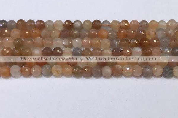 CMS1496 15.5 inches 6mmm faceted round rainbow moonstone beads