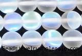 CMS1508 15.5 inches 10mm round matte synthetic moonstone beads