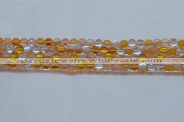 CMS1536 15.5 inches 6mm round matte synthetic moonstone beads