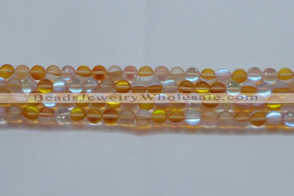 CMS1538 15.5 inches 10mm round matte synthetic moonstone beads