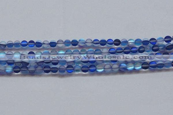 CMS1586 15.5 inches 6mm round matte synthetic moonstone beads