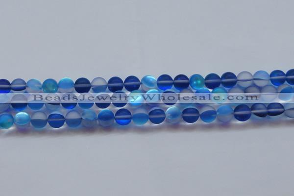 CMS1588 15.5 inches 10mm round matte synthetic moonstone beads