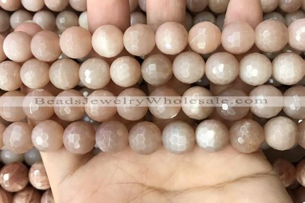 CMS1681 15.5 inches 12mm faceted round moonstone beads wholesale