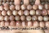 CMS1682 15.5 inches 14mm faceted round moonstone beads wholesale