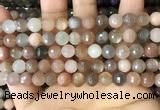 CMS1693 15.5 inches 8mm faceted round rainbow moonstone beads