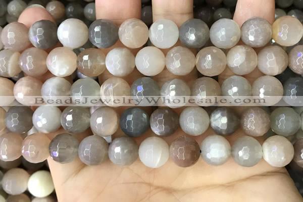 CMS1694 15.5 inches 10mm faceted round rainbow moonstone beads