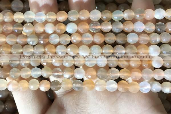 CMS1715 15.5 inches 6mm faceted round rainbow moonstone beads