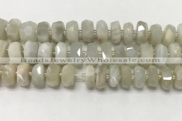 CMS1770 15.5 inches 6*13mm - 8*14mm faceted tyre moonstone beads