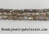 CMS1781 15.5 inches 8*12mm faceted rectangle AB-color moonstone beads