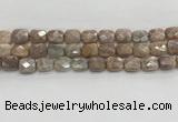 CMS1782 15.5 inches 10*12mm faceted rectangle AB-color moonstone beads