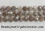 CMS1791 15.5 inches 14mm faceted coin AB-color moonstone beads