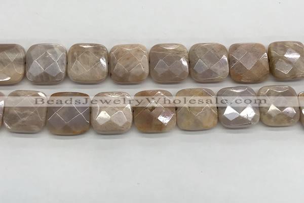 CMS1833 15.5 inches 20*20mm faceted square AB-color moonstone beads