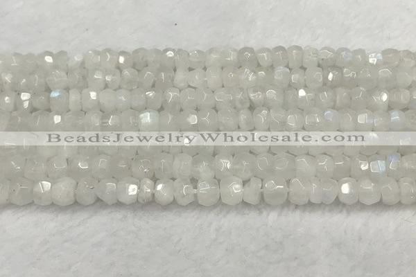 CMS1910 15.5 inches 4.5*6mm faceted rondelle white moonstone beads