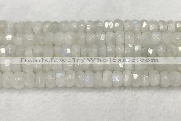 CMS1912 15.5 inches 6*10mm faceted rondelle white moonstone beads