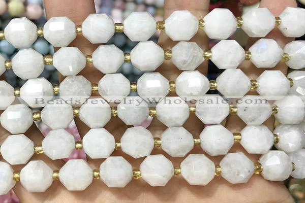 CMS2067 15 inches 9*10mm faceted white moonstone beads wholesale