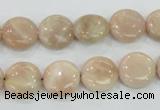 CMS22 15.5 inches 12mm flat round moonstone gemstone beads wholesale