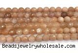 CMS2259 15 inches 8mm faceted round orange moonstone beads