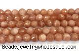 CMS2260 15 inches 10mm faceted round orange moonstone beads