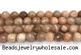 CMS2261 15 inches 12mm faceted round orange moonstone beads