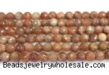 CMS2281 15 inches 8mm faceted round moonstone beads