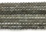 CMS2300 15 inches 4mm round black moonstone beads wholesale