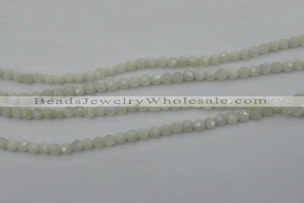 CMS451 15.5 inches 4mm faceted round white moonstone gemstone beads